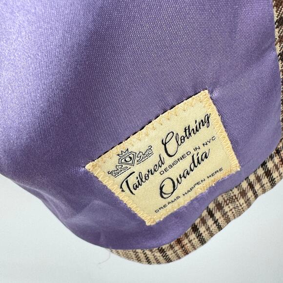 Ovadia & Sons Jacket Wool Coaches Plaid Print‎ Men's Size Medium Tan Brown - Picture 8 of 8